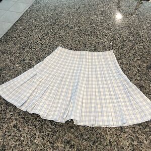 Brandy Melville Light Blue and White Checkered Skirt